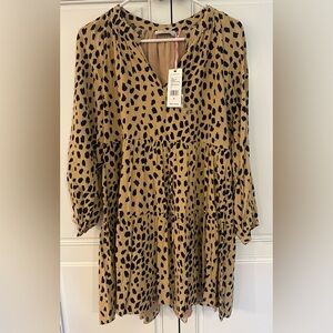 NEW!Vineyard Vines Black and Tan Spotted Dress